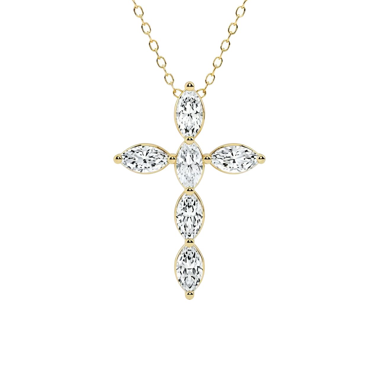 1 to 3 Carat Marquise Lab Grown Diamond Cross Pendant in 14K Gold - Fine Jewelry by JewelWeSell