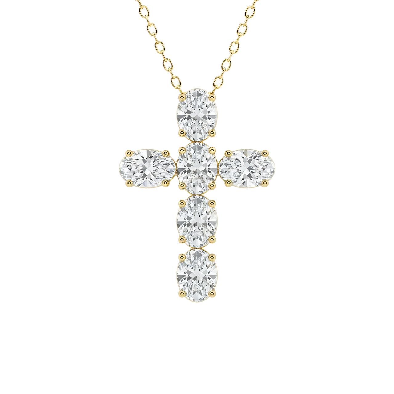 1 to 3 Carat Oval Lab Grown Diamond Cross Pendant in 14K Gold - Fine Jewelry by JewelWeSell