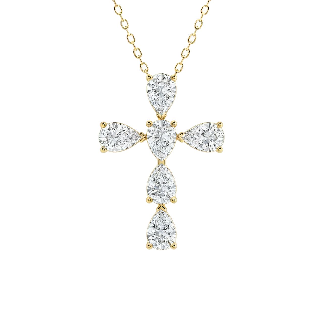 1 to 3 Carat Pear Lab Grown Diamond Cross Pendant in 14K Gold - Fine Jewelry by JewelWeSell