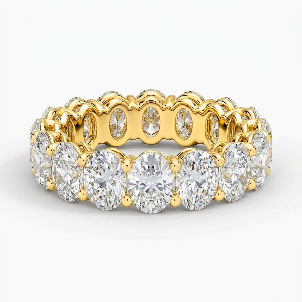 1 to 6 Carat Oval Lab Grown Diamond Eternity Ring in 14K Gold - Fine Jewelry by JewelWeSell