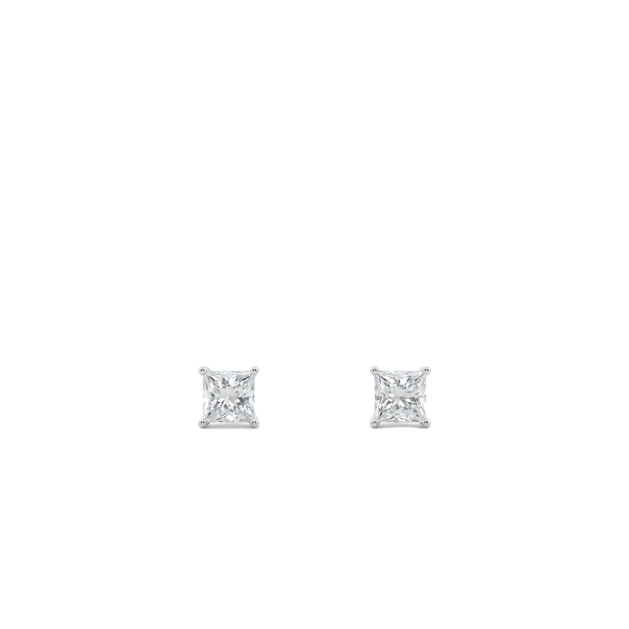 0.33 to 8 Carat Princess Lab Grown Diamond Push Back Stud Earrings in 14K Gold - Fine Jewelry by JewelWeSell