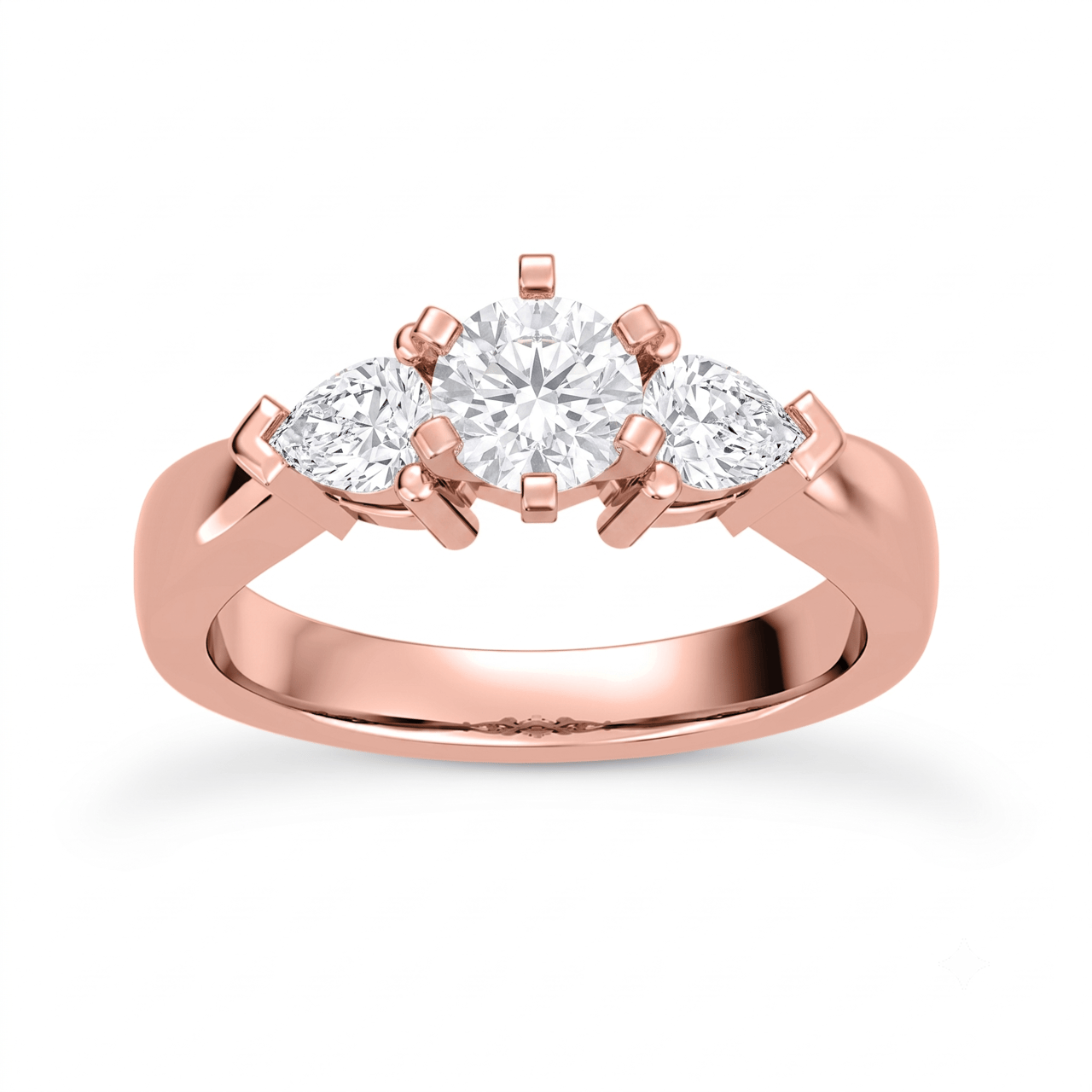 1 to 5 Carat Round Lab Grown Diamond Three-Stone Engagement Ring in 14K Gold - ENR1602