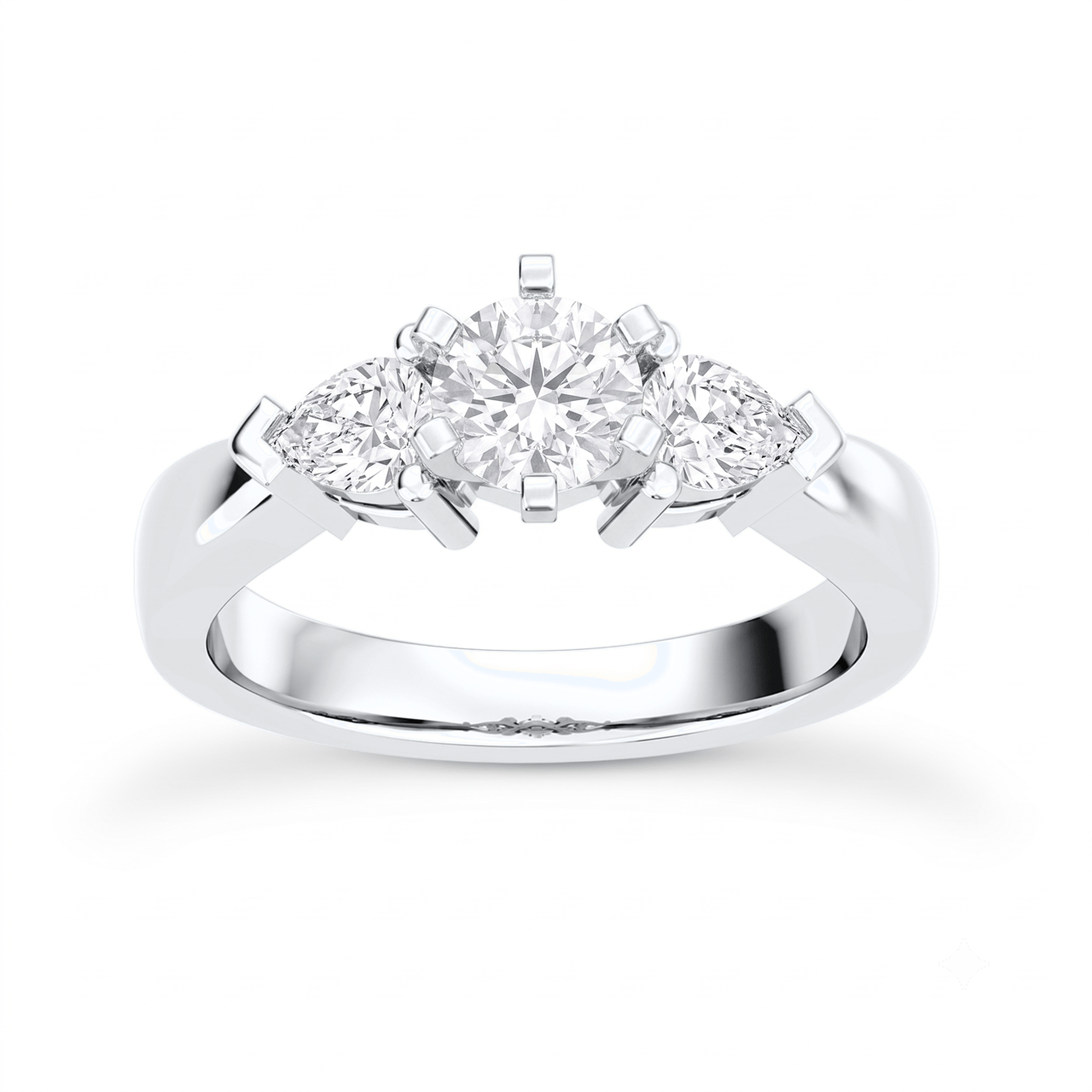 1 to 5 Carat Round Lab Grown Diamond Three-Stone Engagement Ring in 14K Gold - ENR1602