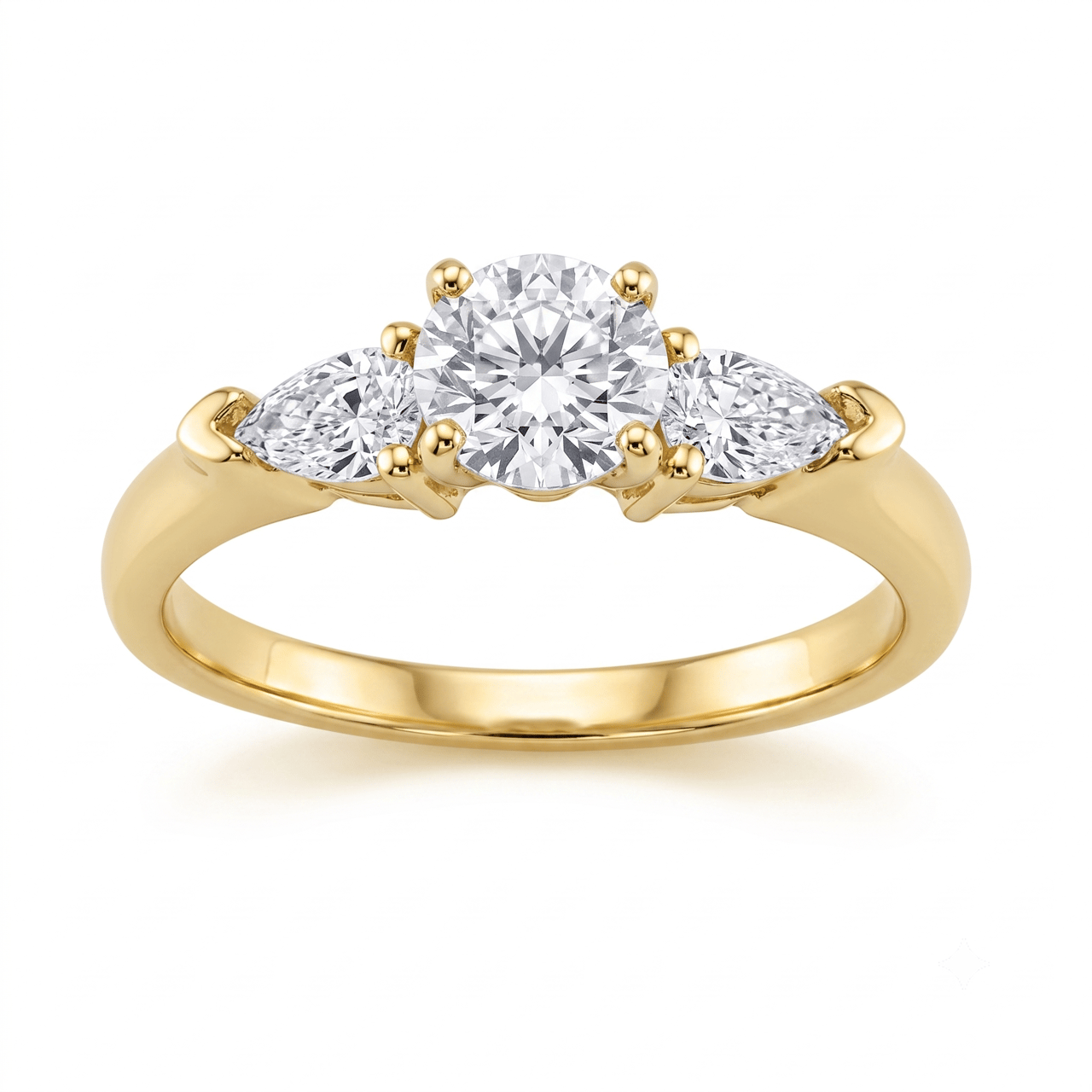 1 to 5 Carat Round Lab Grown Diamond Three-Stone Engagement Ring in 14K Gold - ENR2655X3