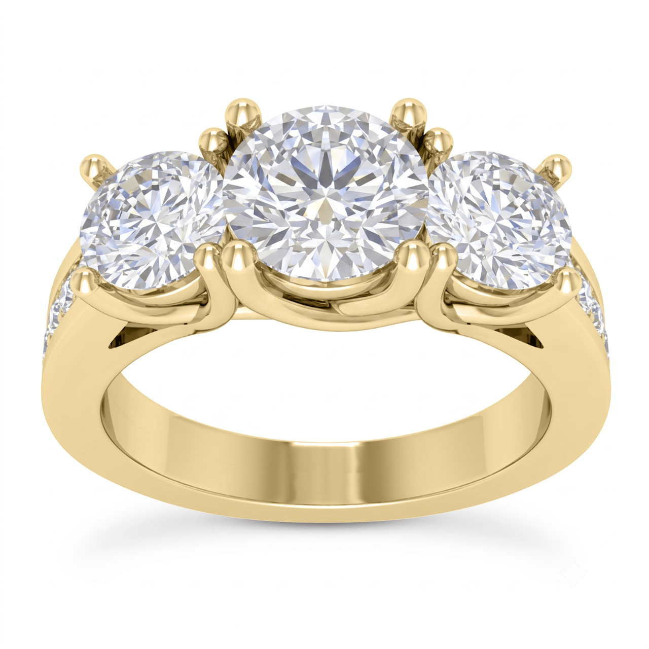 1 to 5 Carat Round Lab Grown Diamond Three-Stone Engagement Ring in 14K Gold - ENR6134 - Fine Jewelry by JewelWeSell