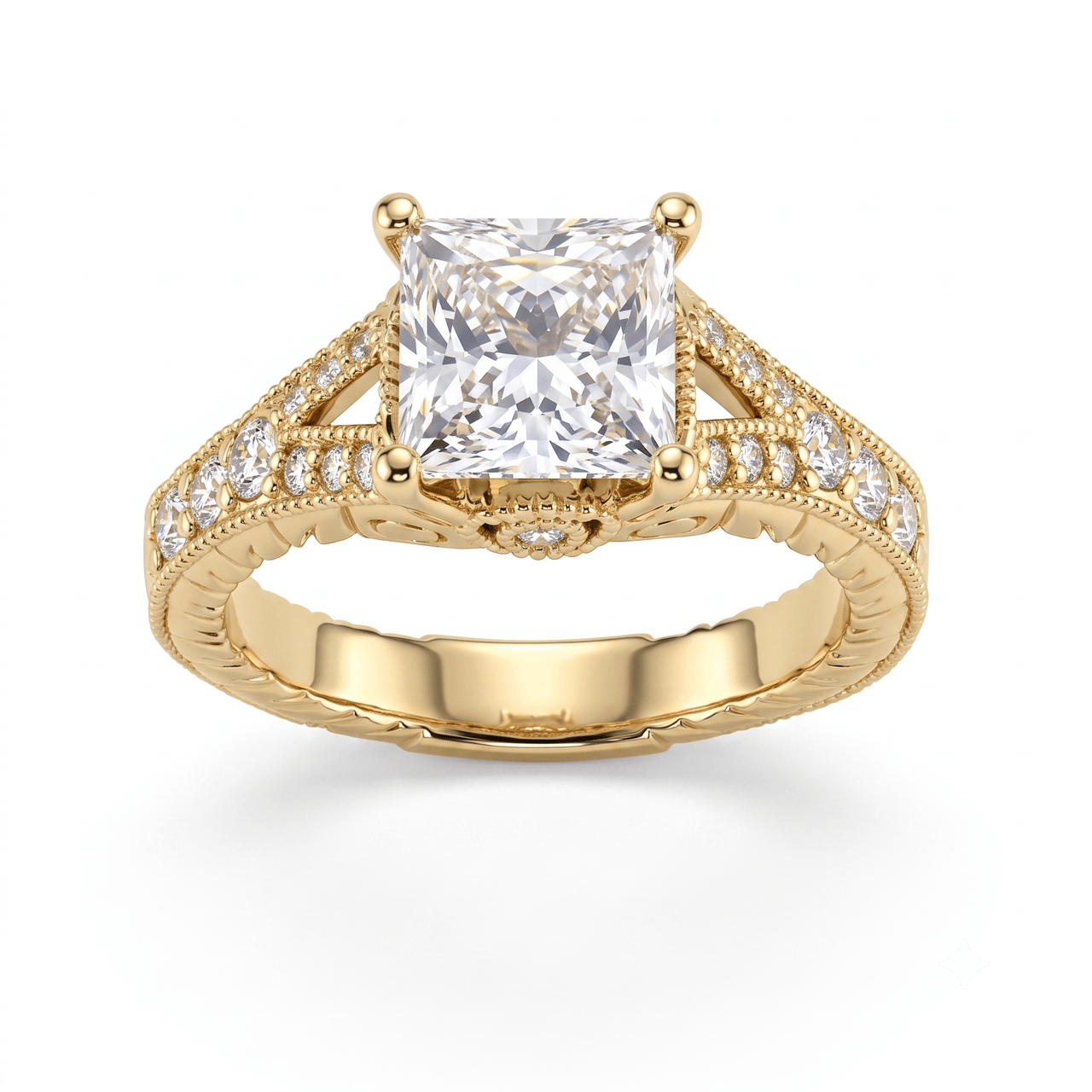 1 to 5 Carat Princess Lab Grown Diamond Solitaire Engagement Ring in 14K Gold - Fine Jewelry by JewelWeSell