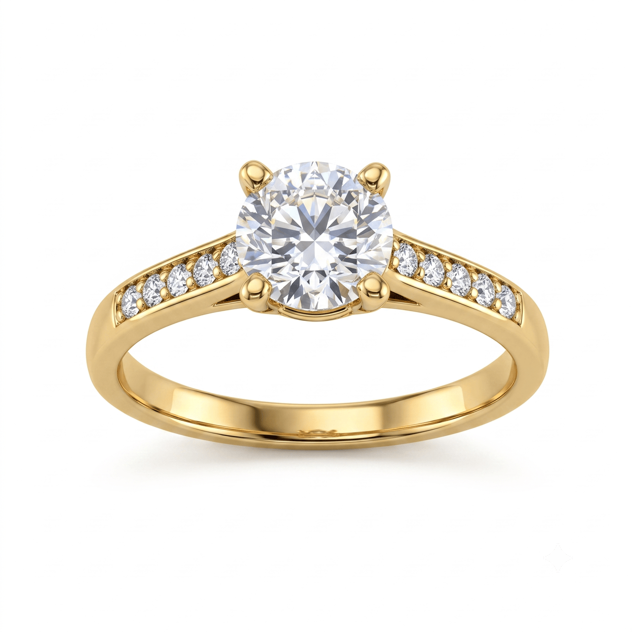 1 to 5 Carat Round Lab Grown Diamond Solitaire Engagement Ring in 14K Gold - ENR7539 - Fine Jewelry by JewelWeSell