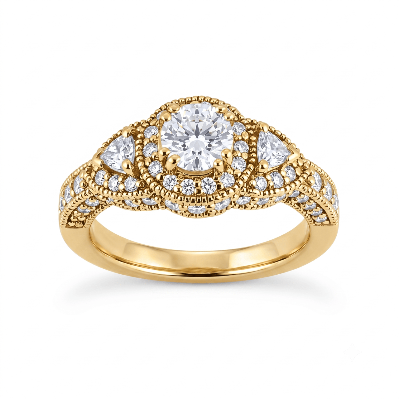 1 to 5 Carat Round Lab Grown Diamond Halo Engagement Ring in 14K Gold - ENR7782 - Fine Jewelry by JewelWeSell
