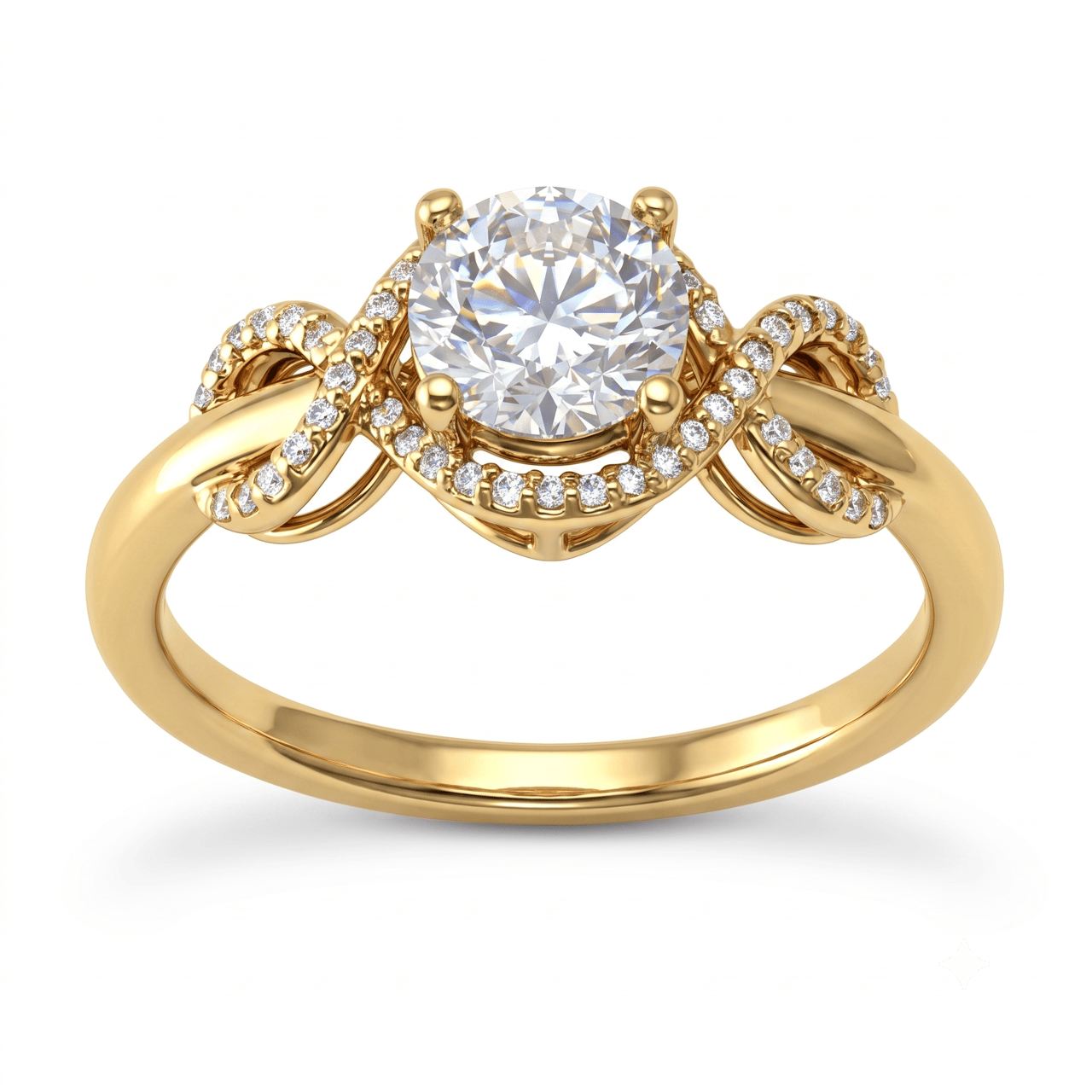 1 to 5 Carat Round Lab Grown Diamond Halo Engagement Ring in 14K Gold - ENR916450 - Fine Jewelry by JewelWeSell