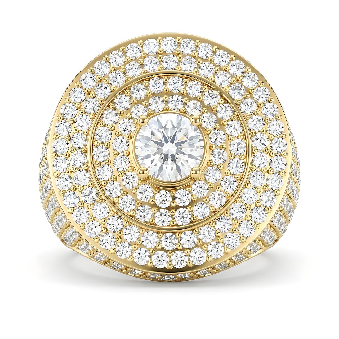4.80 ct EF VS Lab Grown Diamond Mens Statement Ring in 10k Yellow Gold - Fine Jewelry by JewelWeSell