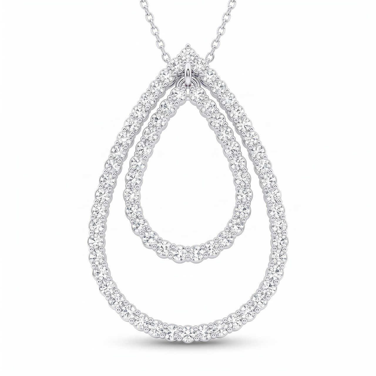 1.45 ct EF VS Lab Grown Diamond Drop Pendant in 14k White Gold - Fine Jewelry by JewelWeSell