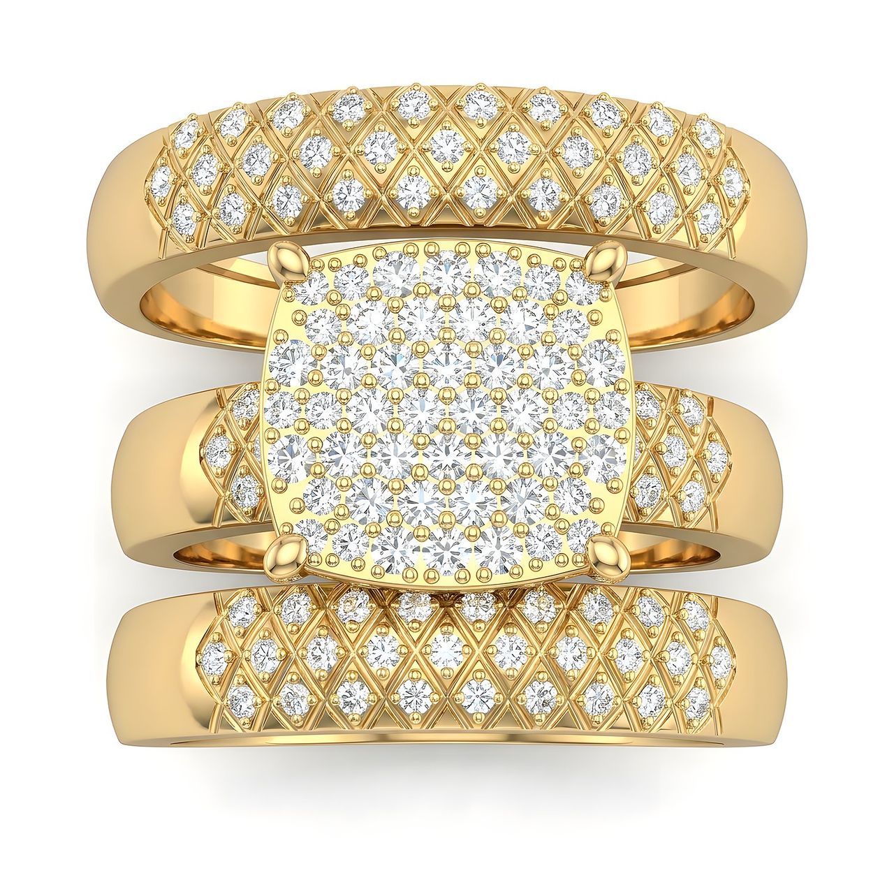 0.90 ct EF VS Lab Grown Diamond Trio Set in 14k Yellow Gold - Fine Jewelry by JewelWeSell