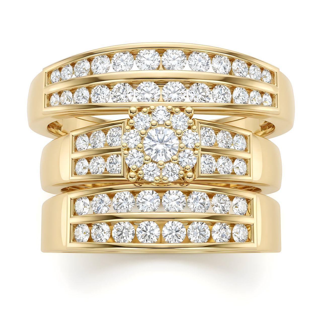 1.33 ct EF VS Lab Grown Diamond Trio Set in 10k Yellow Gold - Fine Jewelry by JewelWeSell