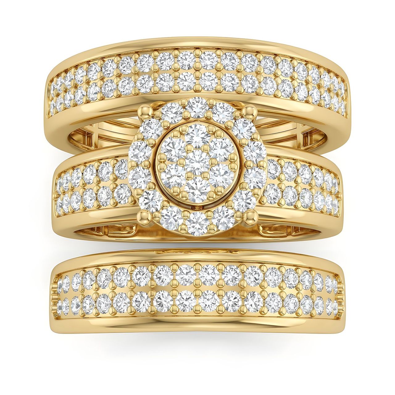 1.66 ct EF VS Lab Grown Diamond Trio Set in 10k Yellow Gold - Fine Jewelry by JewelWeSell
