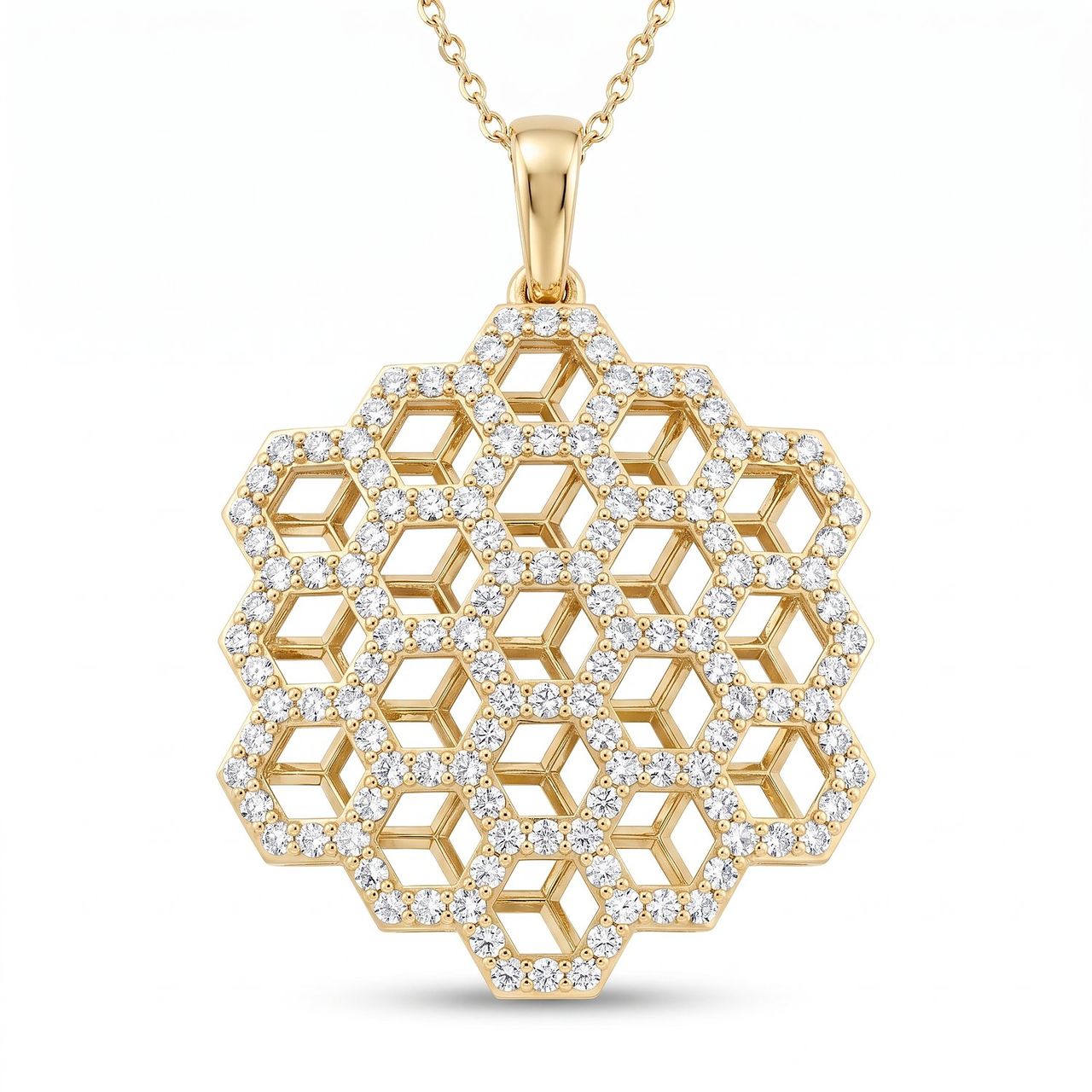 1.10 ct EF VS Lab Grown Diamond Fancy Pendant in 10k Yellow Gold - Fine Jewelry by JewelWeSell