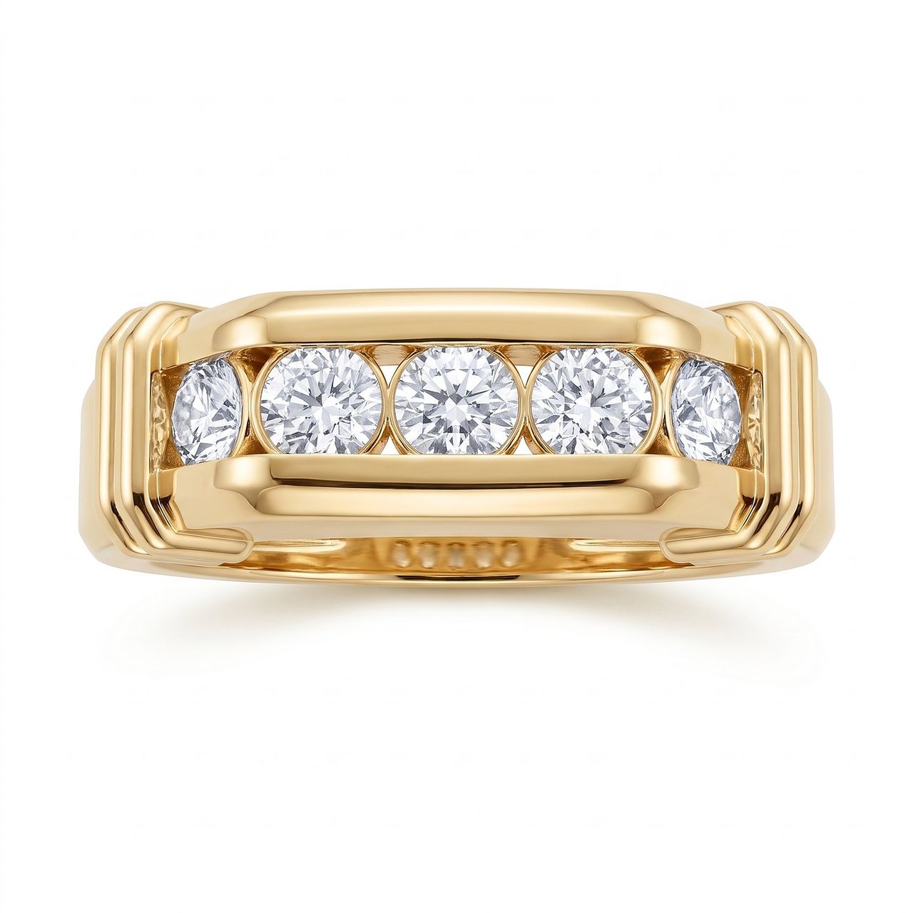 0.80 ct EF VS Lab Grown Diamond Mens Wedding Band in 14k Yellow Gold - Fine Jewelry by JewelWeSell