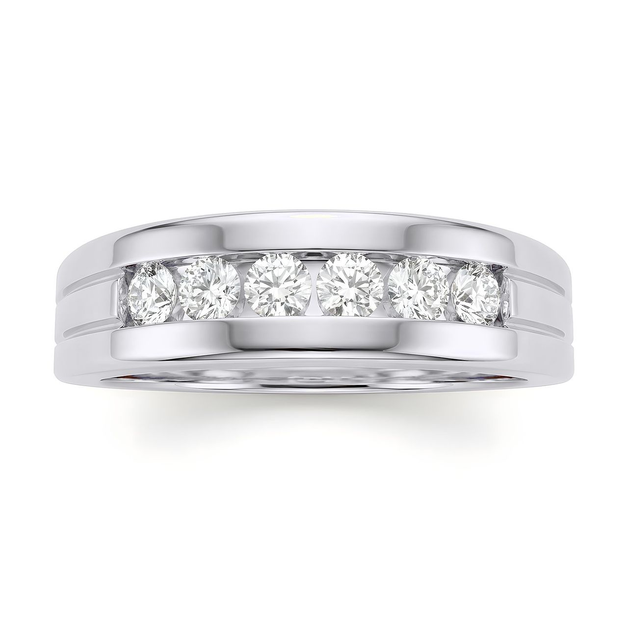 0.66 ct EF VS Lab Grown Diamond Mens Wedding Band in 14k White Gold - Fine Jewelry by JewelWeSell