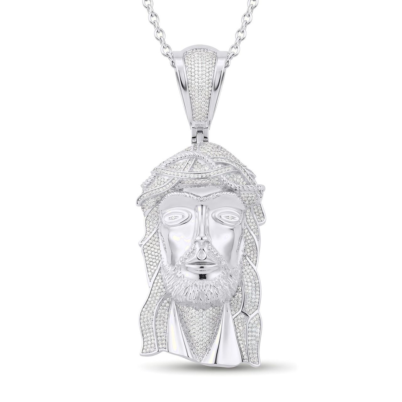 1.20 ct EF VS Lab Grown Diamond Jesus Pendant in 10k White Gold - Fine Jewelry by JewelWeSell