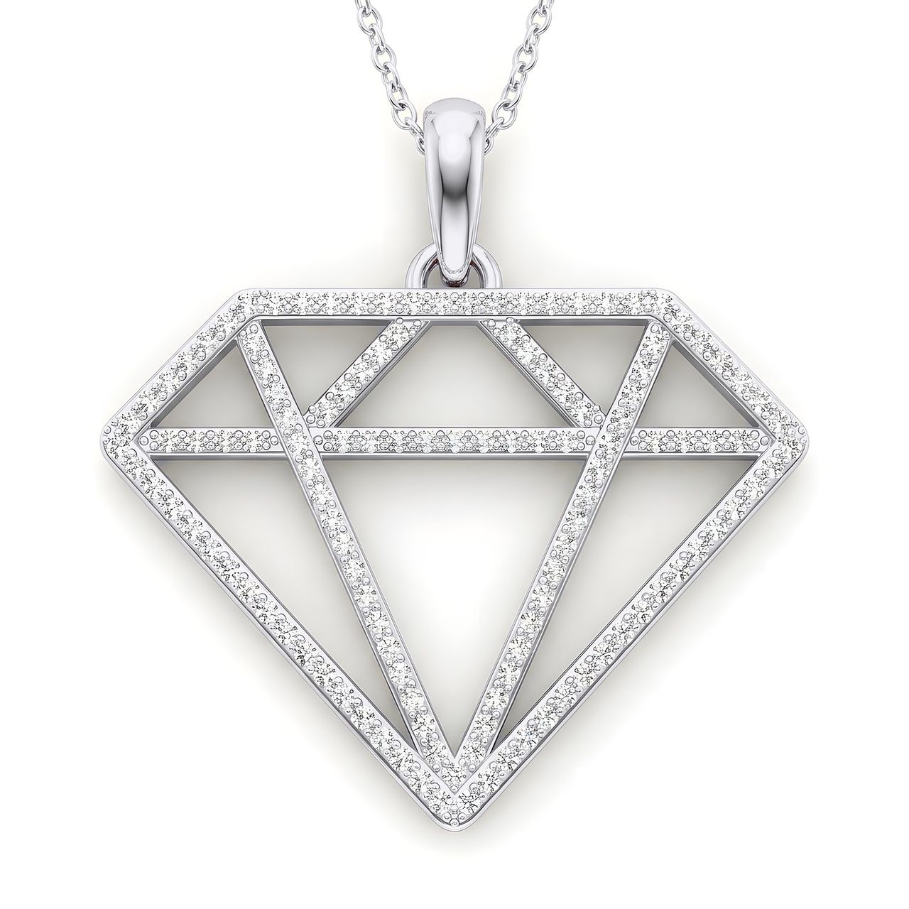 0.70 ct EF VS Lab Grown Diamond Card Pendant in 14k White Gold - Fine Jewelry by JewelWeSell