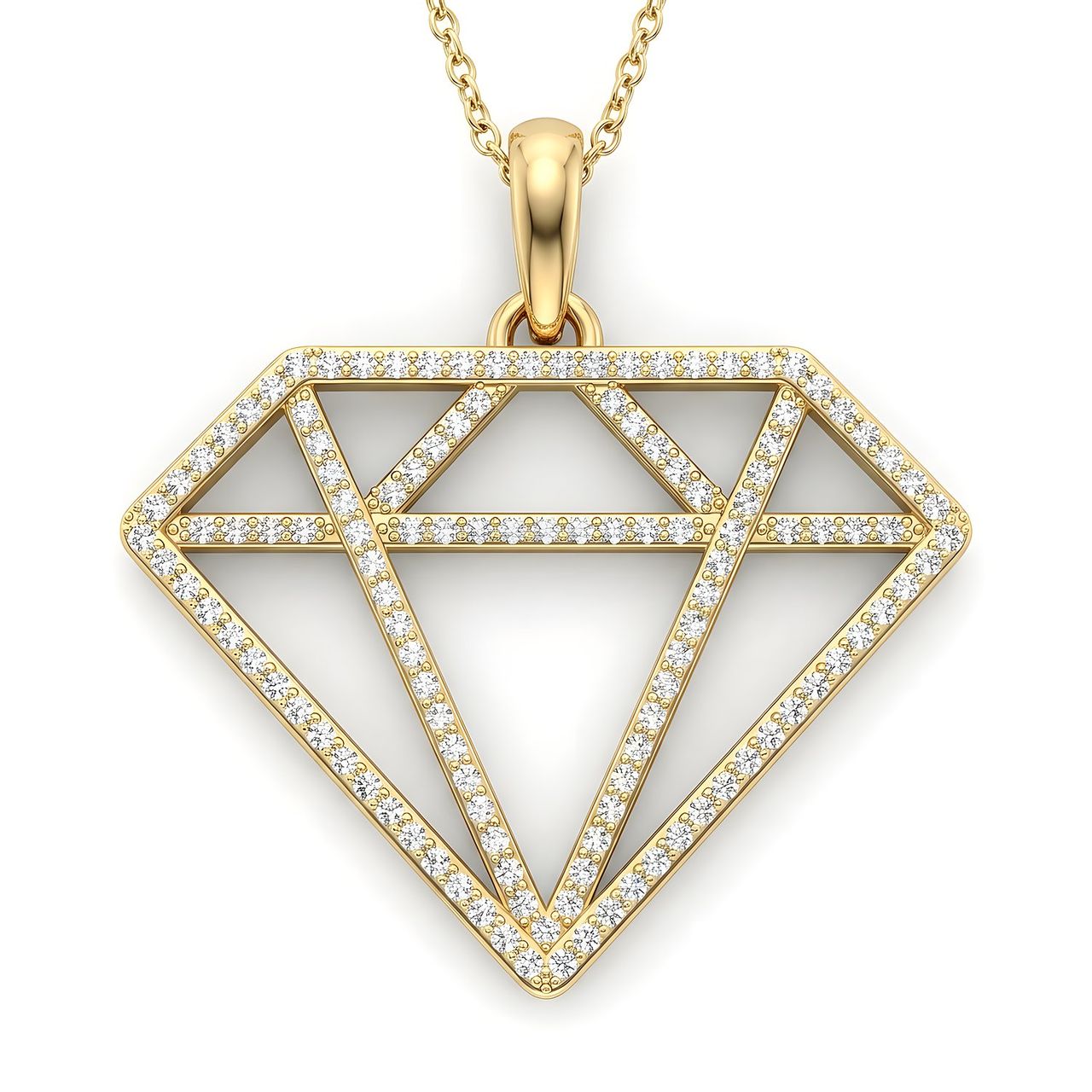 0.70 ct EF VS Lab Grown Diamond Card Pendant in 14k Yellow Gold - Fine Jewelry by JewelWeSell