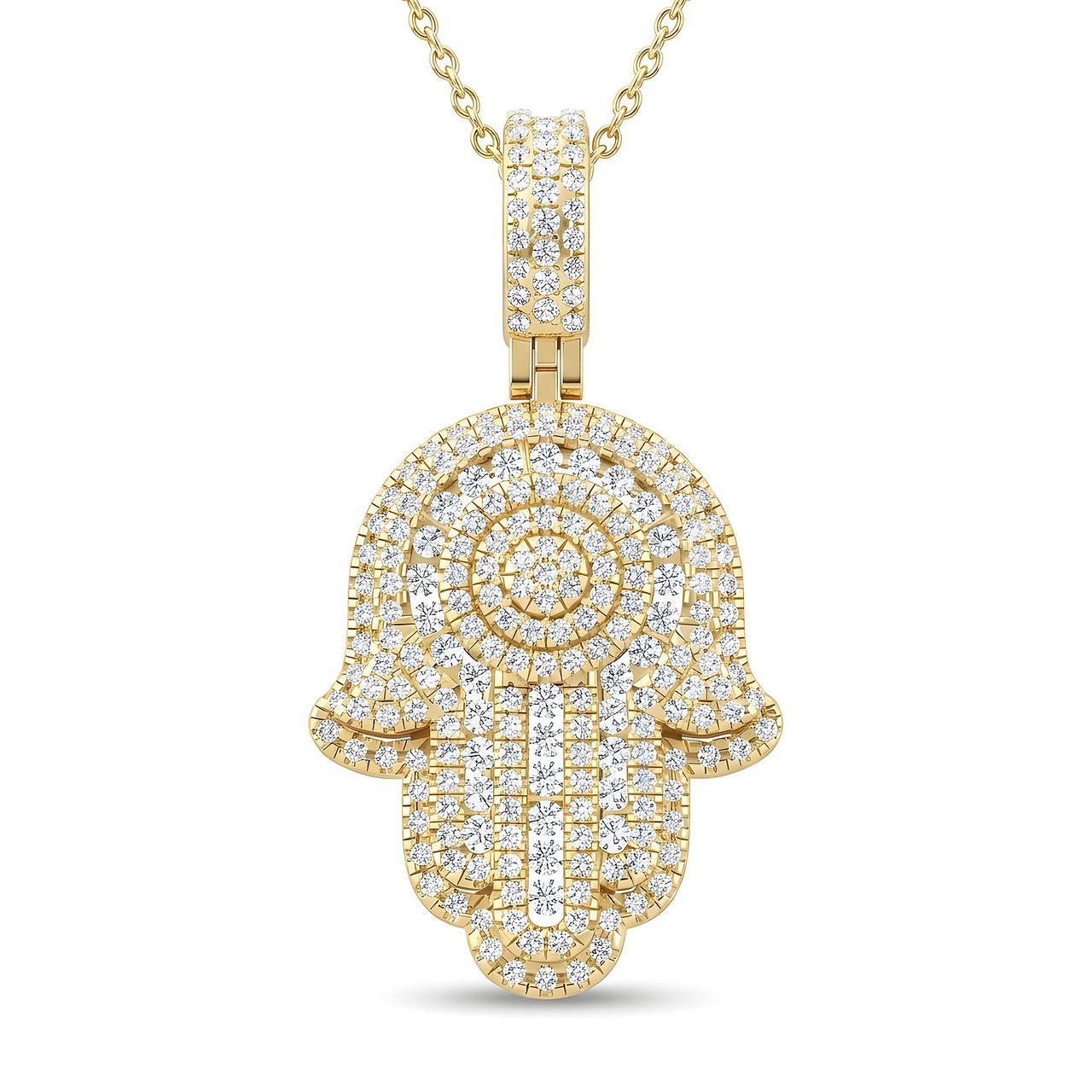 1.25 ct EF VS Lab Grown Diamond Hamsa Pendant in 10k Yellow Gold - Fine Jewelry by JewelWeSell