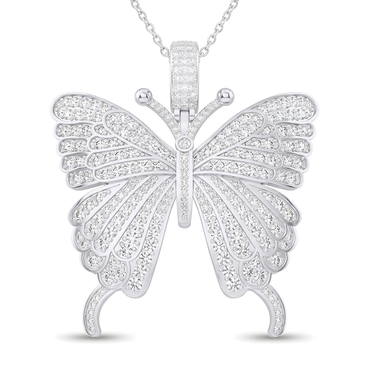 3.00 ct EF VS Lab Grown Diamond Butterfly Pendant in 14k White Gold - Fine Jewelry by JewelWeSell