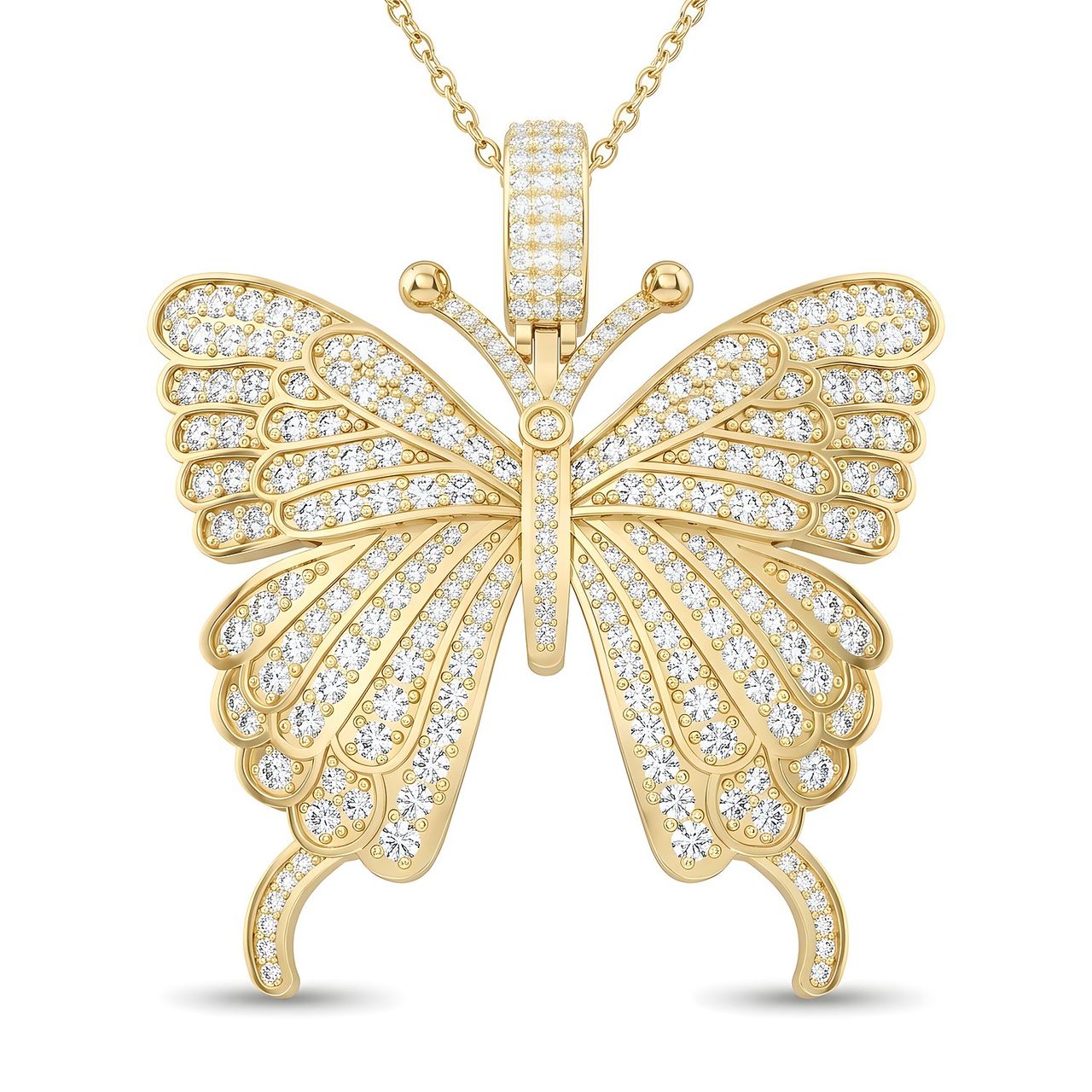 3.00 ct EF VS Lab Grown Diamond Butterfly Pendant in 10k Yellow Gold - Fine Jewelry by JewelWeSell