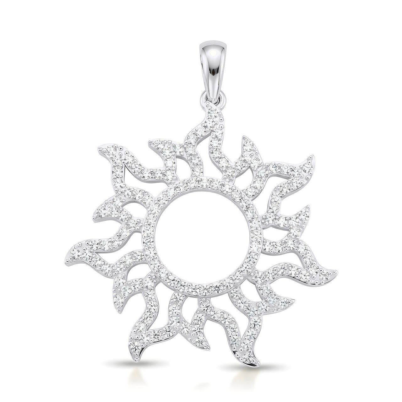 1.10 ct EF VS Lab Grown Diamond Sun Pendant in 14k White Gold - Fine Jewelry by JewelWeSell