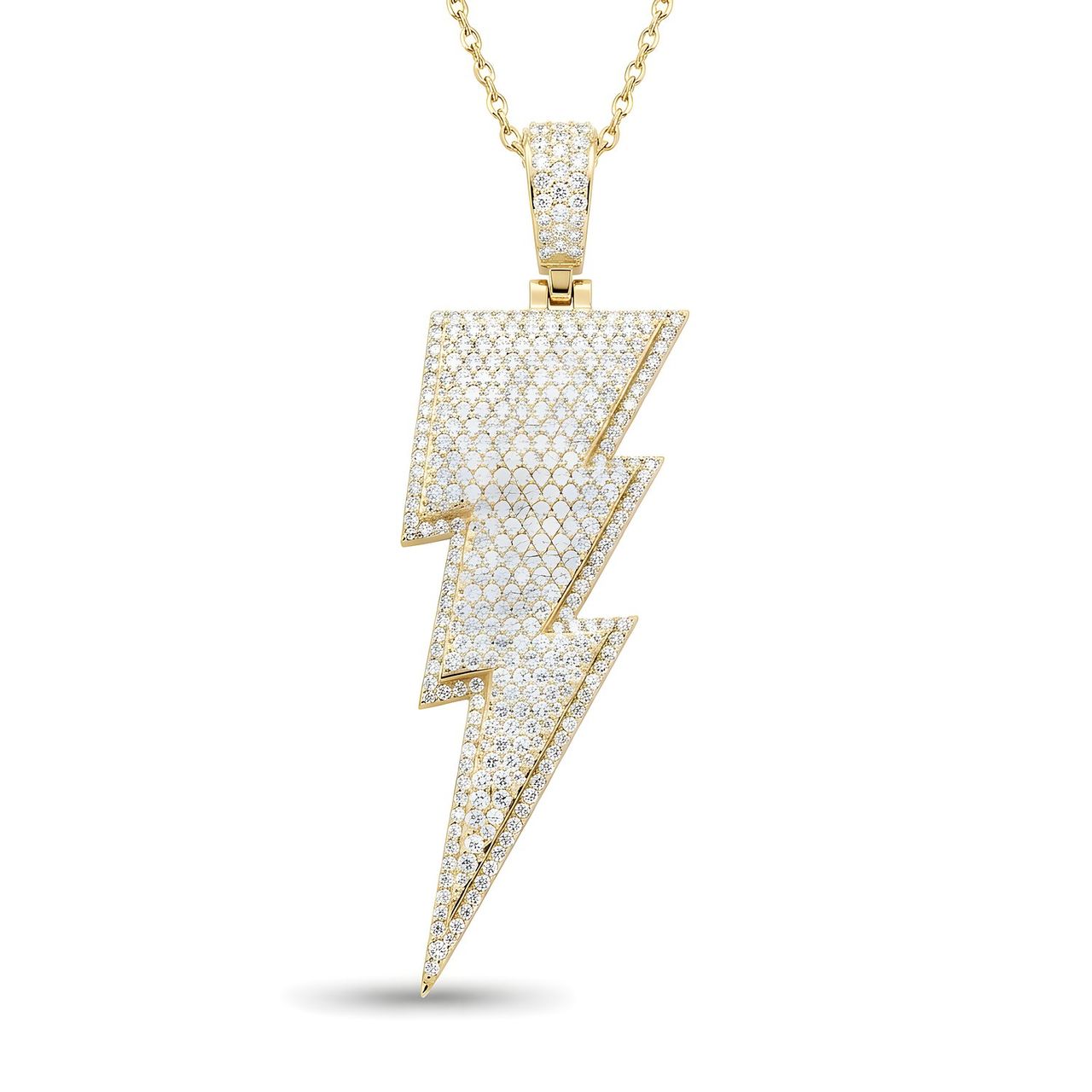 6.30 ct EF VS Lab Grown Diamond Lightening Pendant in 14k Yellow Gold - Fine Jewelry by JewelWeSell