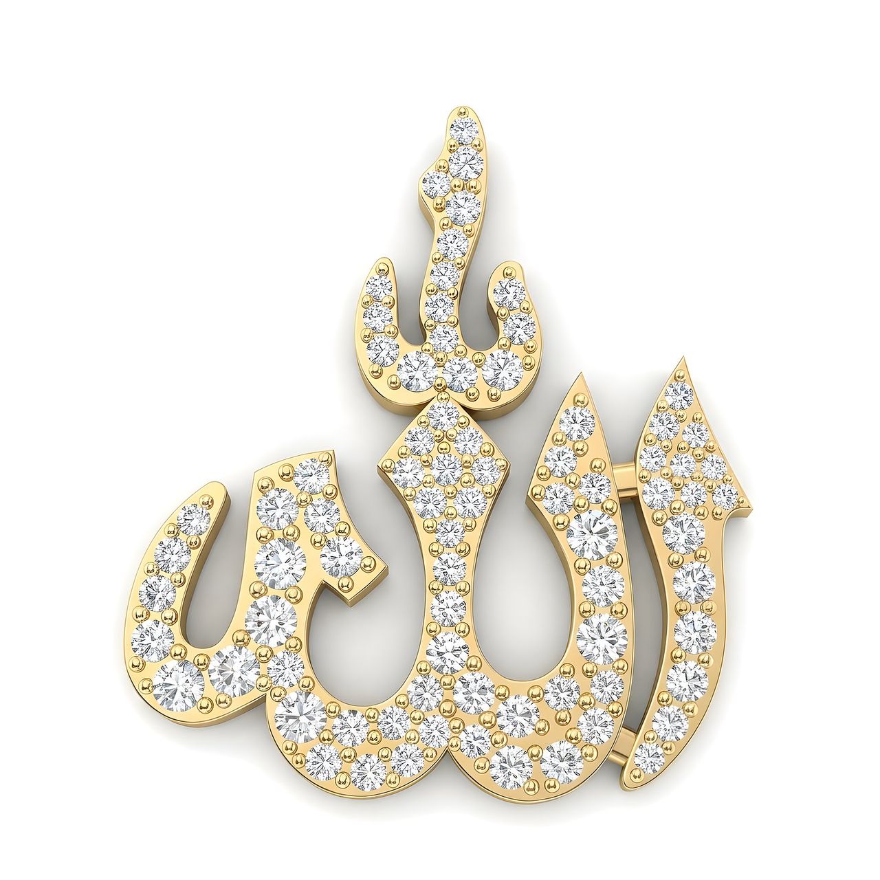 0.75 ct EF VS Lab Grown Diamond Allah Pendant in 10k Yellow Gold - Fine Jewelry by JewelWeSell