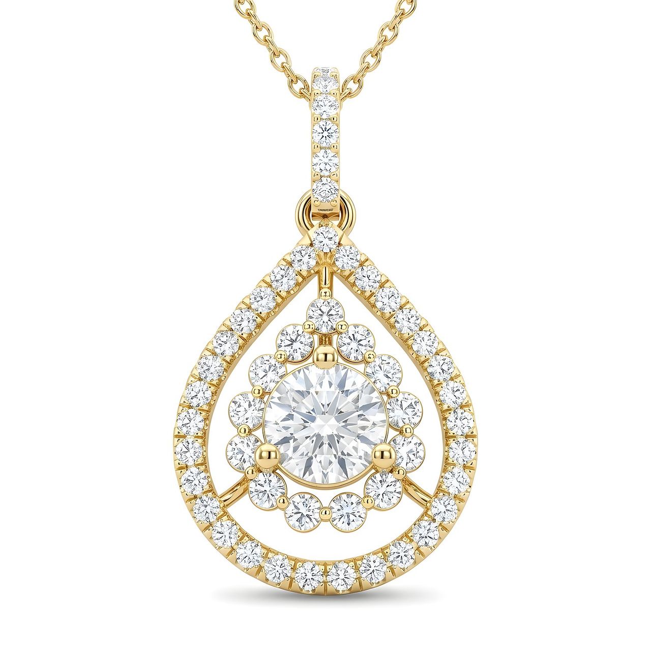2.15 ct EF VS Lab Grown Diamond Drop Pendant in 14k Yellow Gold - Fine Jewelry by JewelWeSell