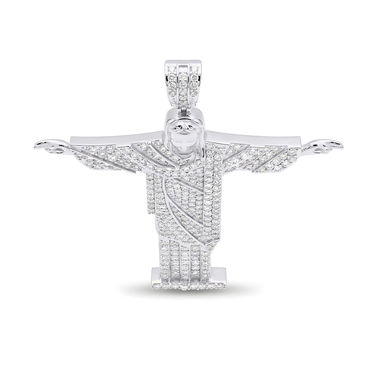 1.75 ct EF VS Lab Grown Diamond Jesus Pendant in 14k White Gold - Fine Jewelry by JewelWeSell