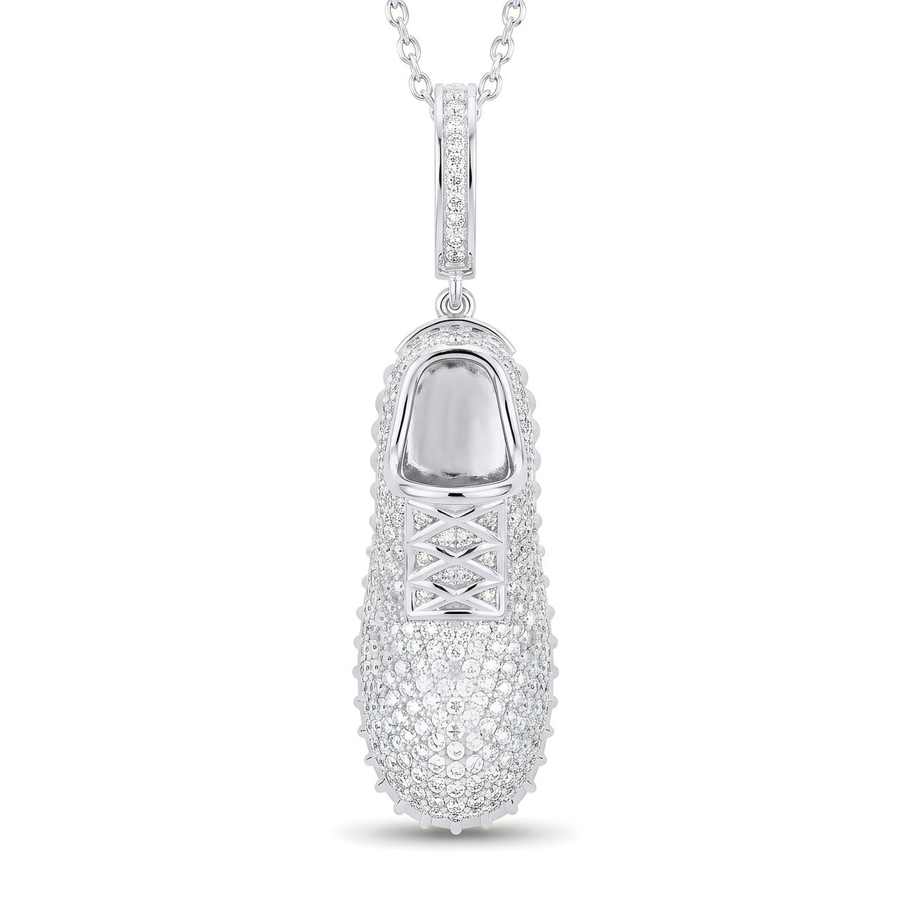 3.00 ct EF VS Lab Grown Diamond Shoe Pendant in 14k White Gold - Fine Jewelry by JewelWeSell