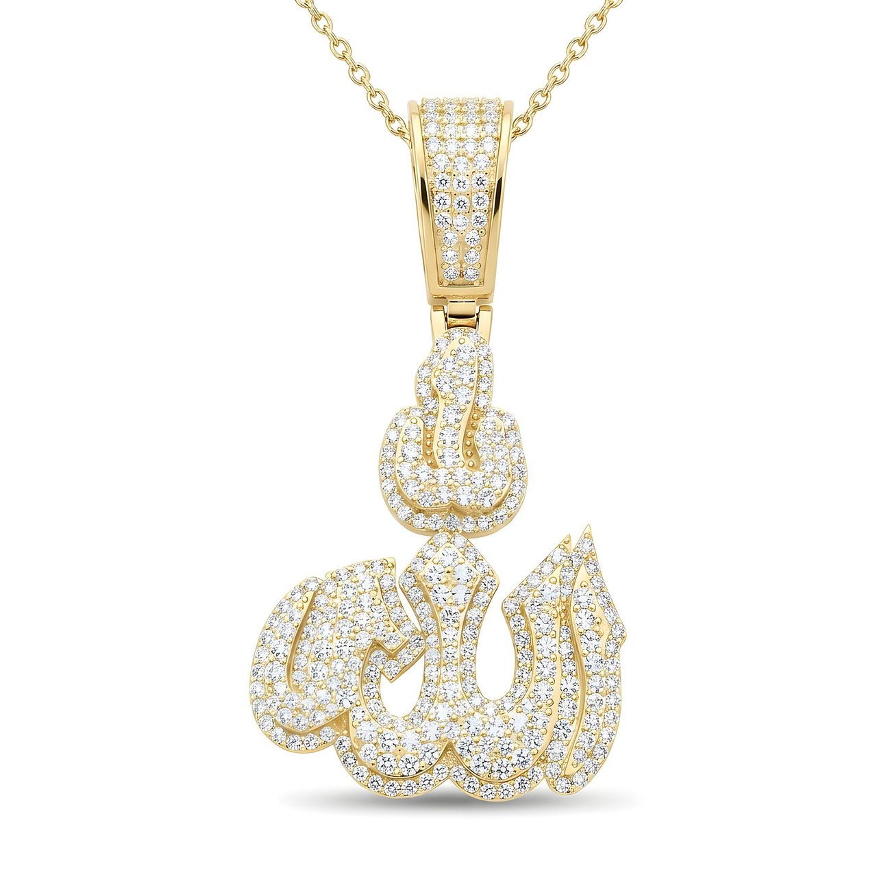 1.80 ct EF VS Lab Grown Diamond Allah Pendant in 10k Yellow Gold - Fine Jewelry by JewelWeSell