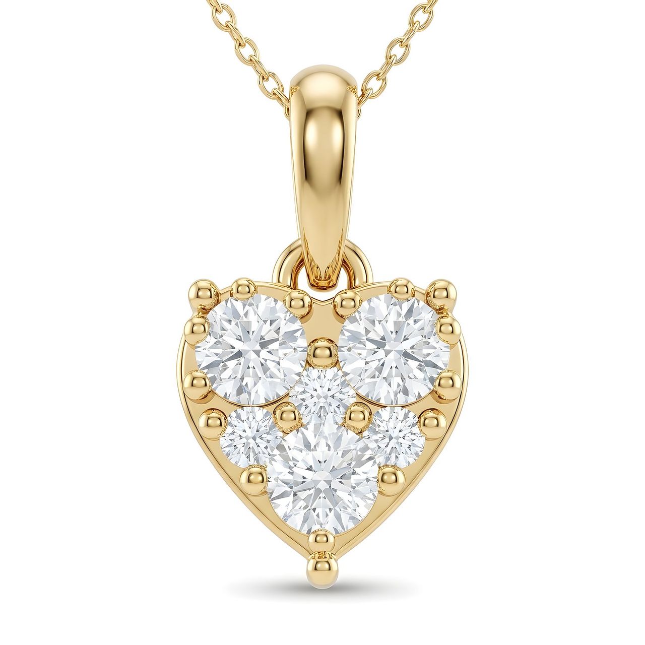 1.75 ct EF VS Lab Grown Diamond Cluster Pendant in 10k Yellow Gold - Fine Jewelry by JewelWeSell