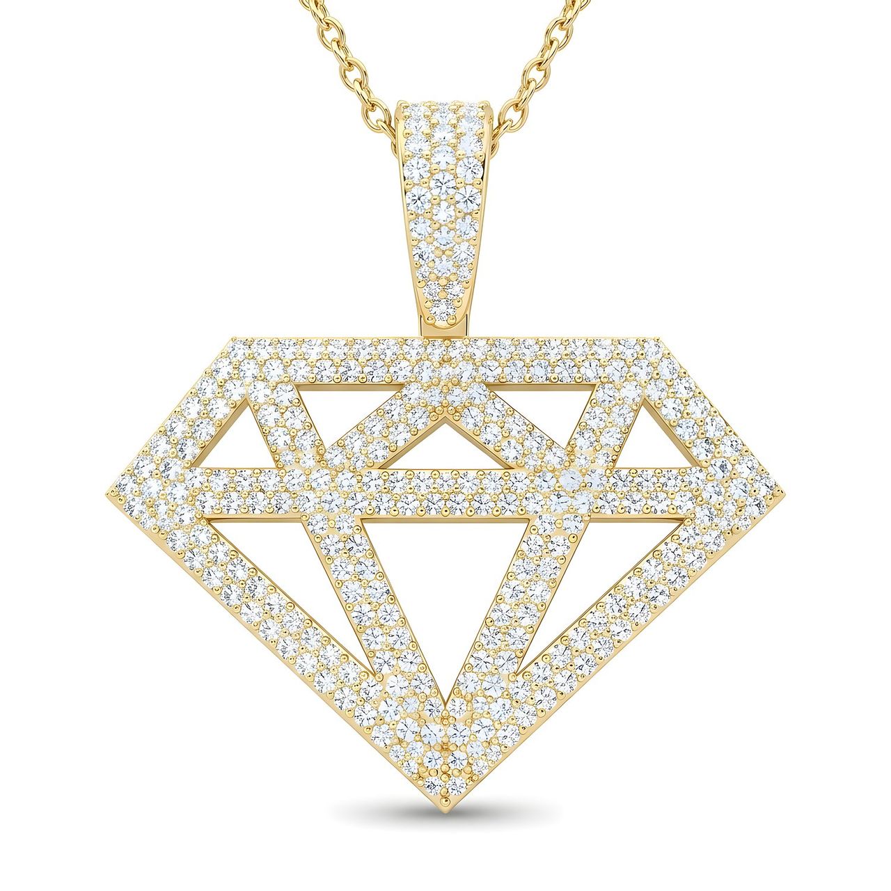 3.20 ct EF VS Lab Grown Diamond Card Pendant in 10k Yellow Gold - Fine Jewelry by JewelWeSell