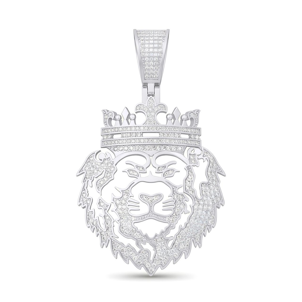 1.45 ct EF VS Lab Grown Diamond Lion Tiger Pendant in 10k White Gold - Fine Jewelry by JewelWeSell