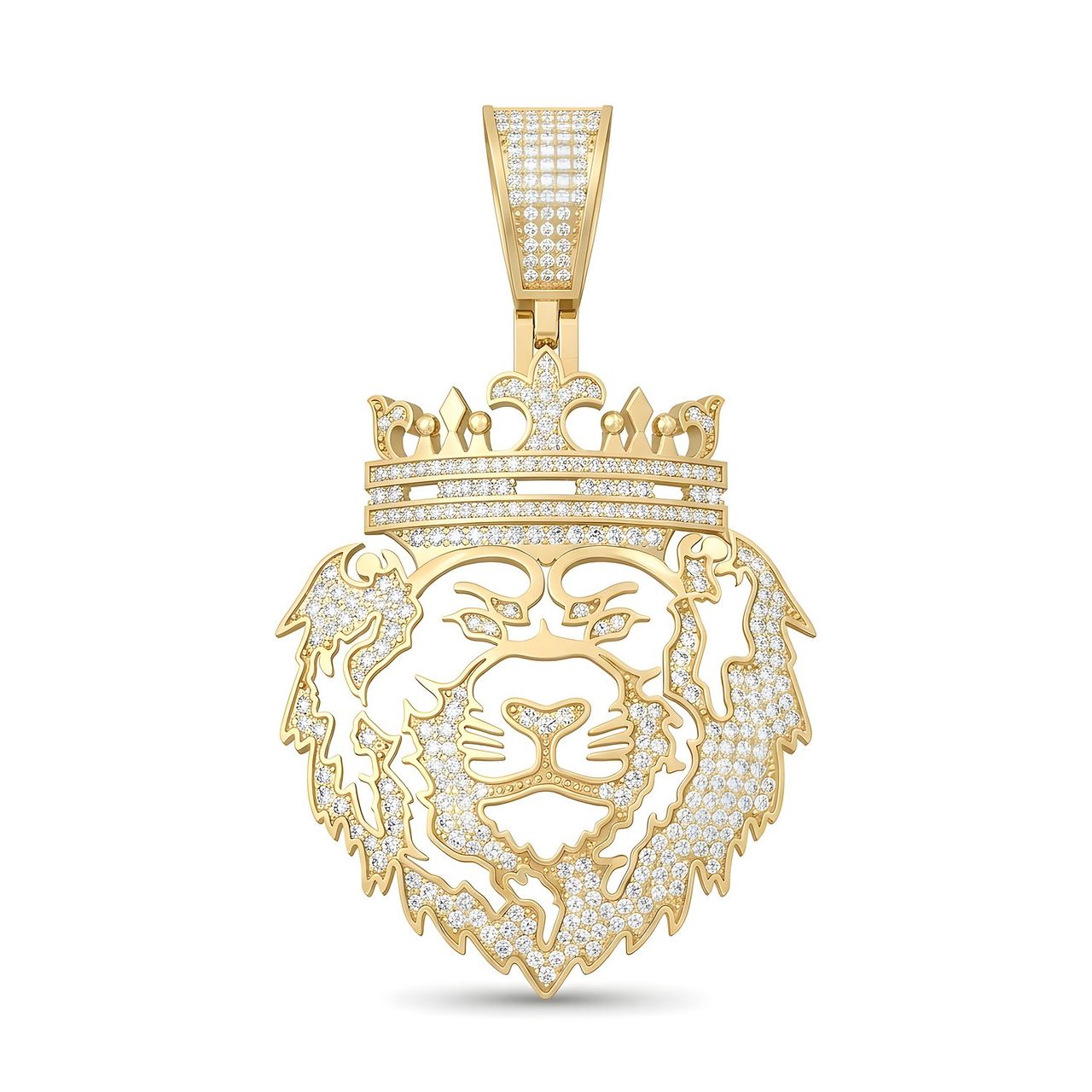 1.45 ct EF VS Lab Grown Diamond Lion Tiger Pendant in 14k Yellow Gold - Fine Jewelry by JewelWeSell