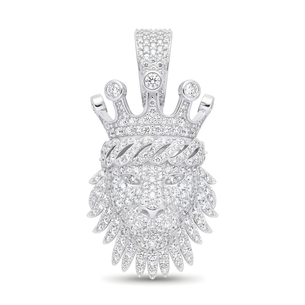 4.40 ct EF VS Lab Grown Diamond Lion Tiger Pendant in 10k White Gold - Fine Jewelry by JewelWeSell