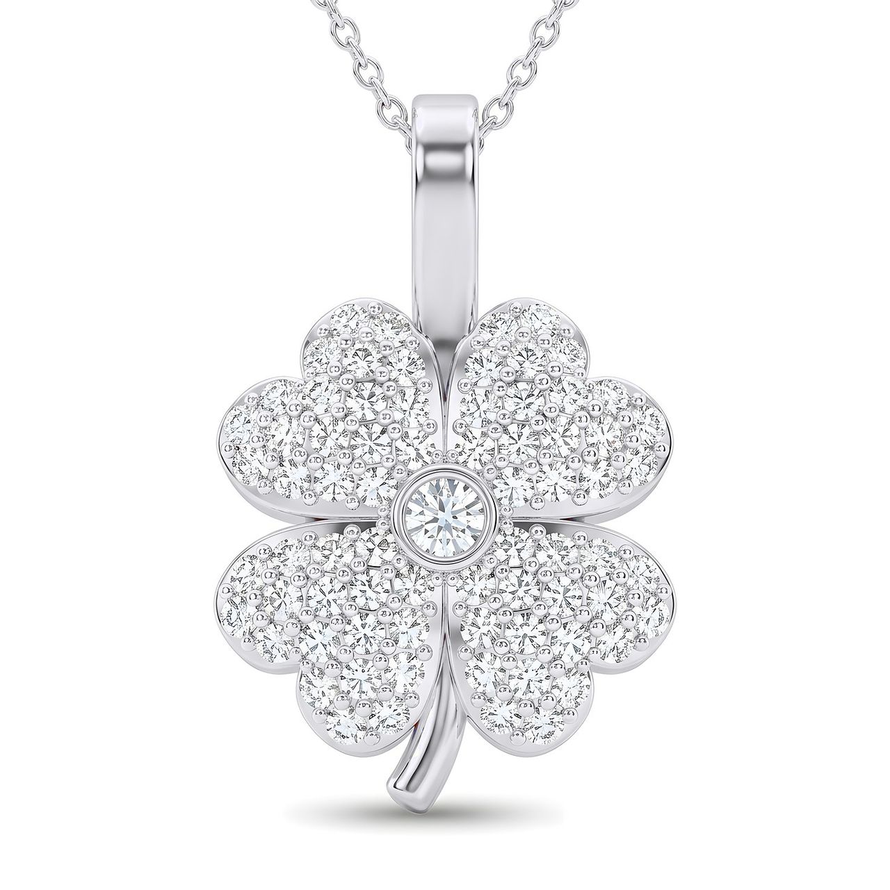0.40 ct EF VS Lab Grown Diamond Flower Pendant in 10k White Gold - Fine Jewelry by JewelWeSell