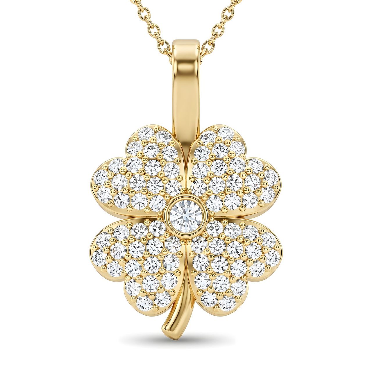 0.40 ct EF VS Lab Grown Diamond Flower Pendant in 14k Yellow Gold - Fine Jewelry by JewelWeSell