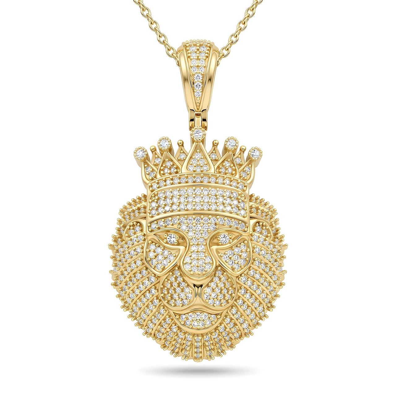 1.75 ct EF VS Lab Grown Diamond Lion Tiger Pendant in 10k Yellow Gold - Fine Jewelry by JewelWeSell