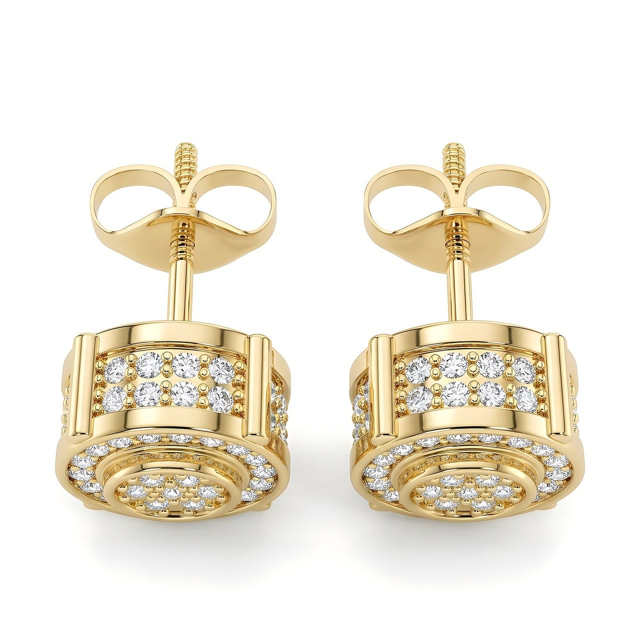 0.80 ct EF VS Lab Grown DIamond Micropave Earrings in 14k Yellow Gold - Fine Jewelry by JewelWeSell