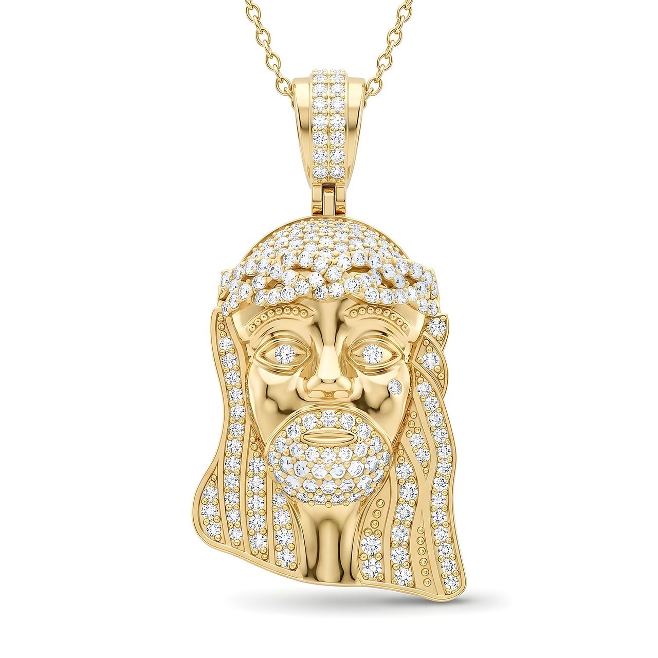 0.80 ct EF VS Lab Grown Diamond Jesus Pendant in 10k Yellow Gold - Fine Jewelry by JewelWeSell