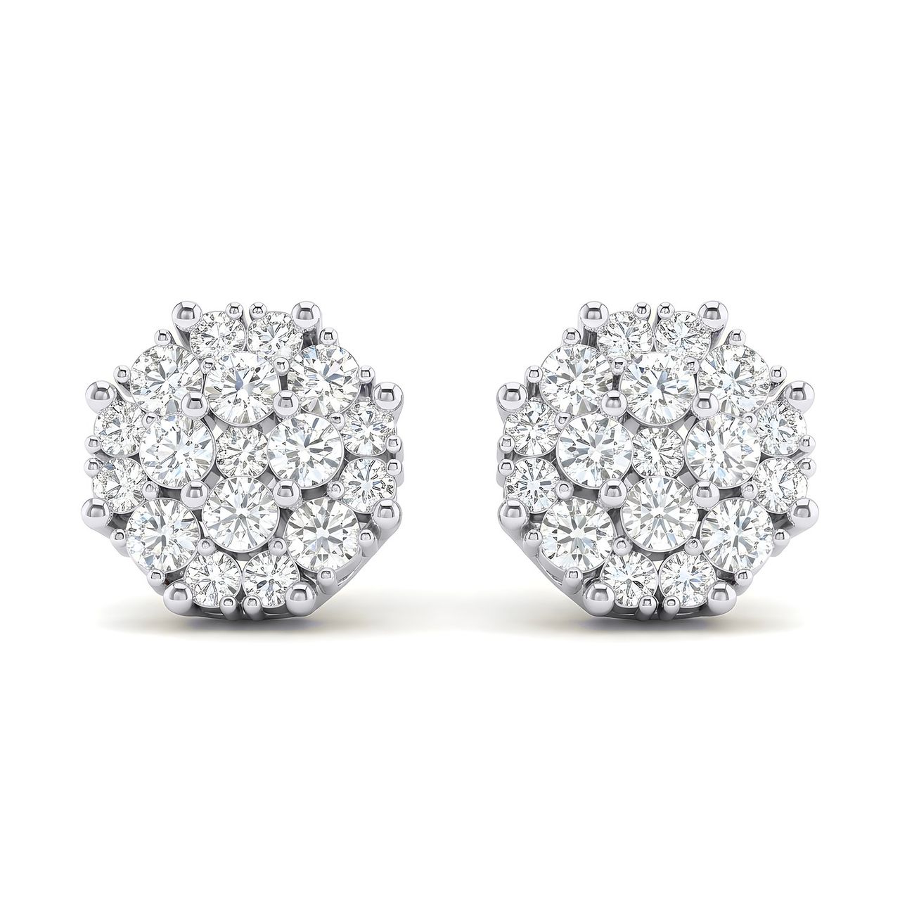 0.55 ct EF VS Lab Grown DIamond Cluster Earrings in 14k White Gold - Fine Jewelry by JewelWeSell