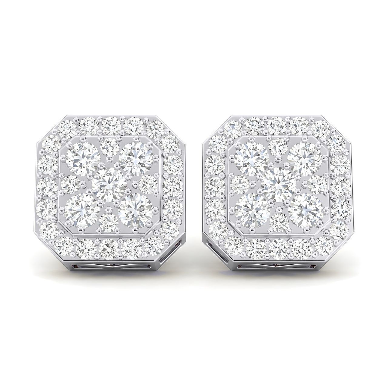 1.10 ct EF VS Lab Grown DIamond Halo Earrings in 10k White Gold - Fine Jewelry by JewelWeSell