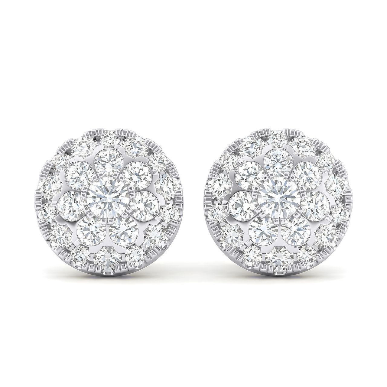 3.05 ct EF VS Lab Grown DIamond Micropave Earrings in 14k White Gold - Fine Jewelry by JewelWeSell