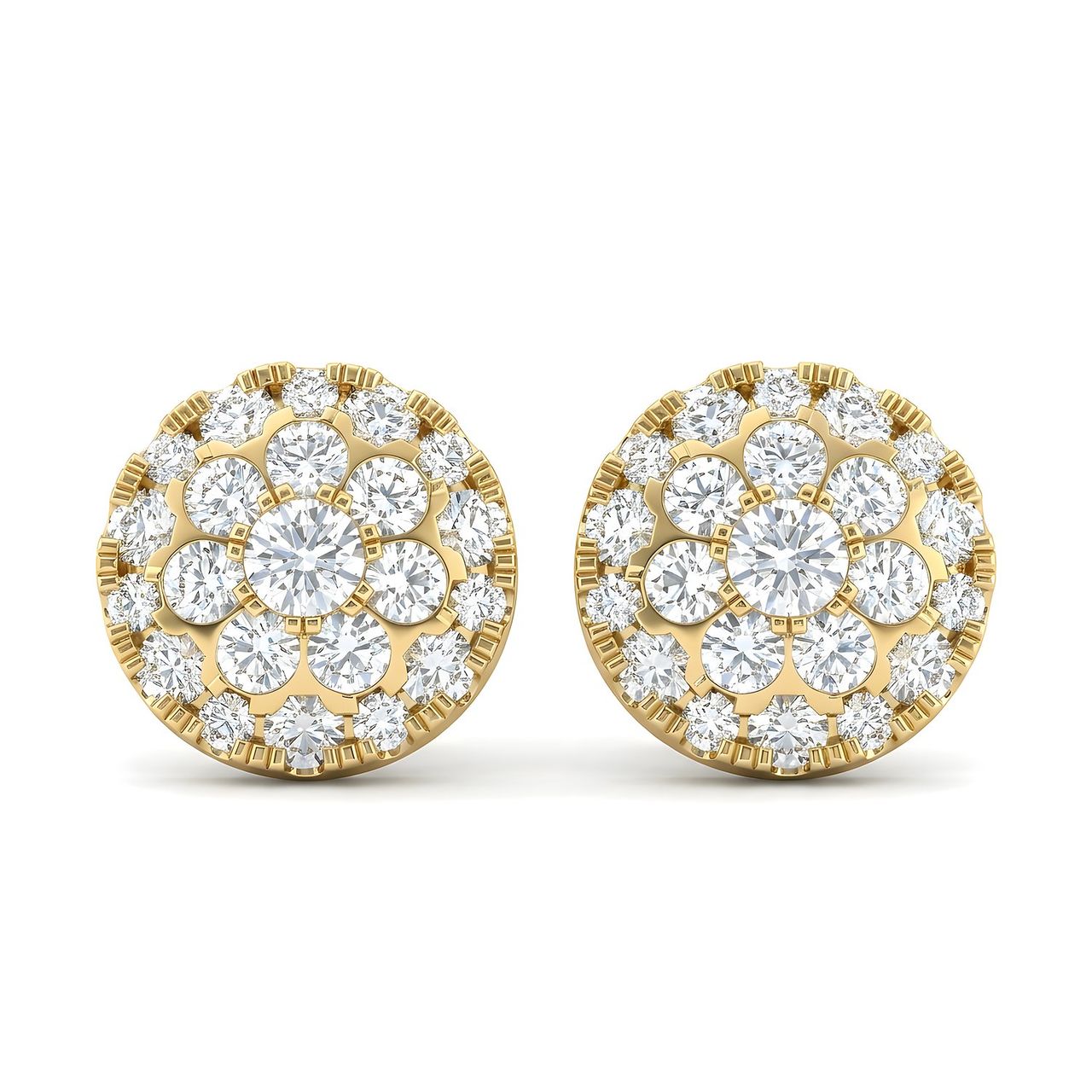 3.05 ct EF VS Lab Grown DIamond Micropave Earrings in 10k Yellow Gold - Fine Jewelry by JewelWeSell