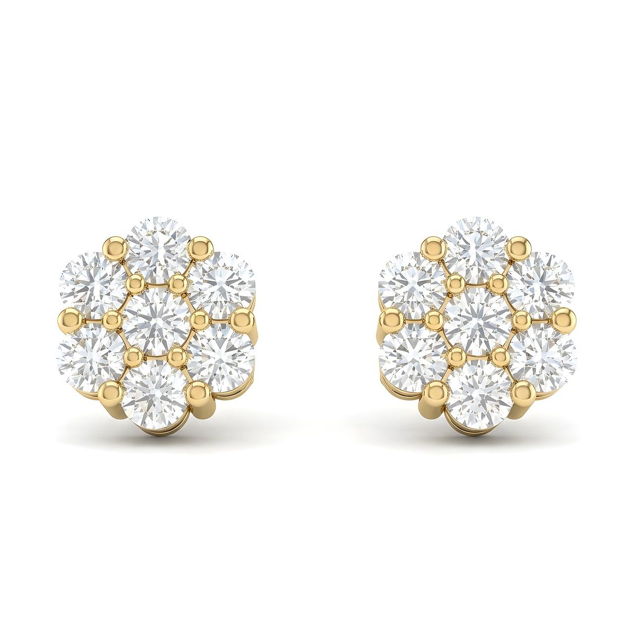 0.55 ct EF VS Lab Grown DIamond Cluster Earrings in 10k Yellow Gold - Fine Jewelry by JewelWeSell