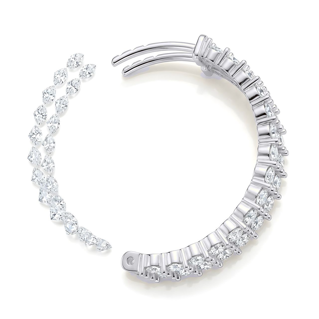 1.55 ct EF VS Lab Grown DIamond Hoops Earrings in 10k White Gold - Fine Jewelry by JewelWeSell
